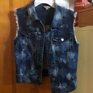 RUBBISH denim washed jean jacket with no sleeves